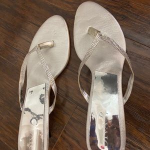 Silver rhinestone wedge sandals